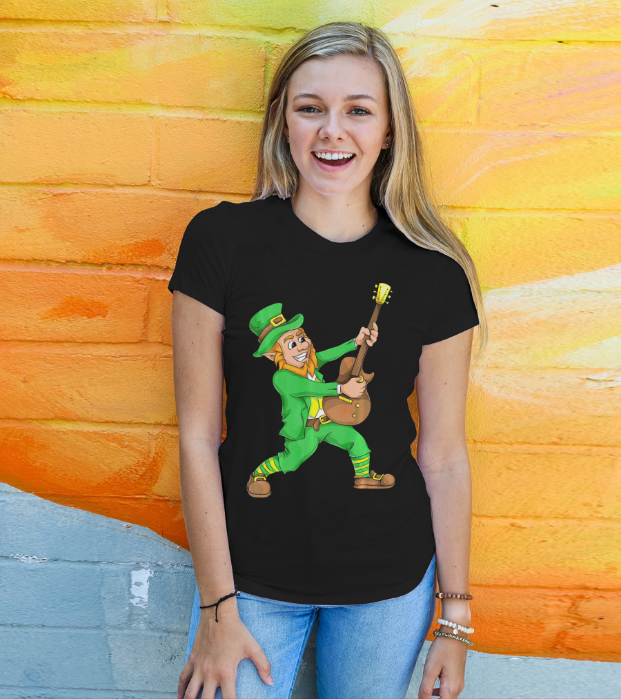 St. Patrick's Day Leprechaun Playing Guitar T-Shirt
