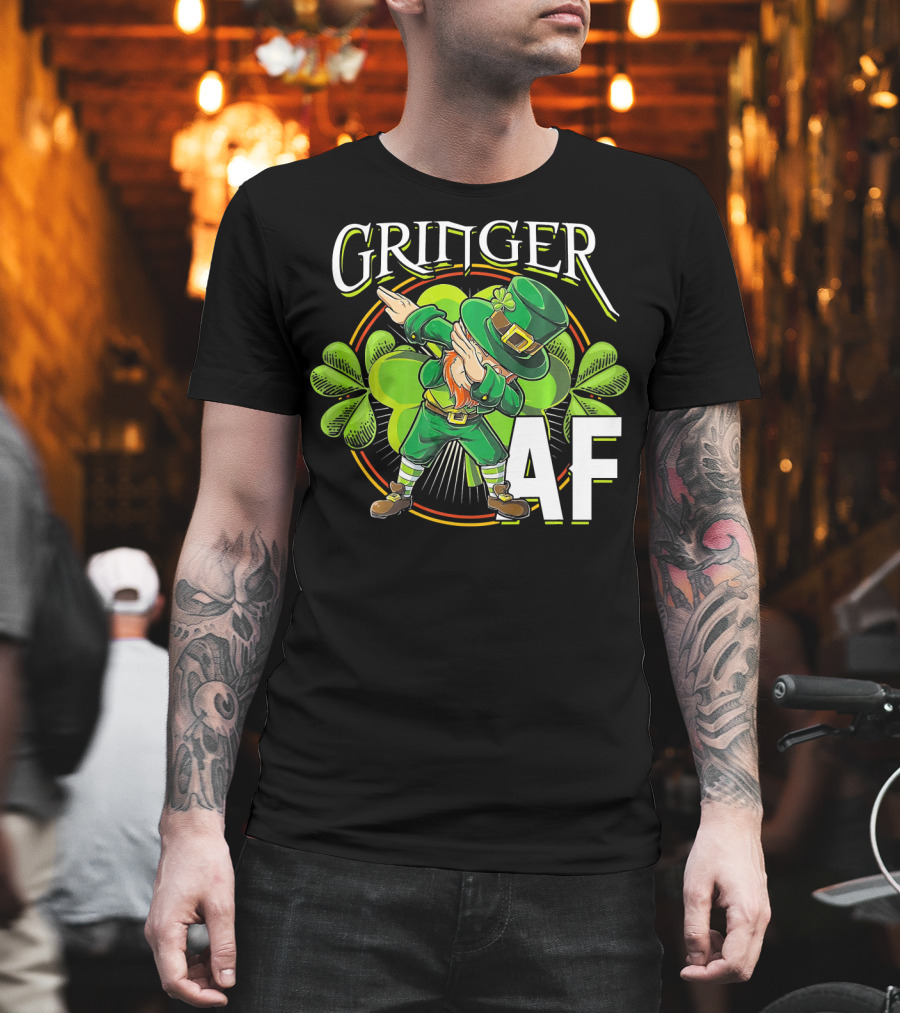 GRINGER AF Dabbing Leprechaun T-Shirt