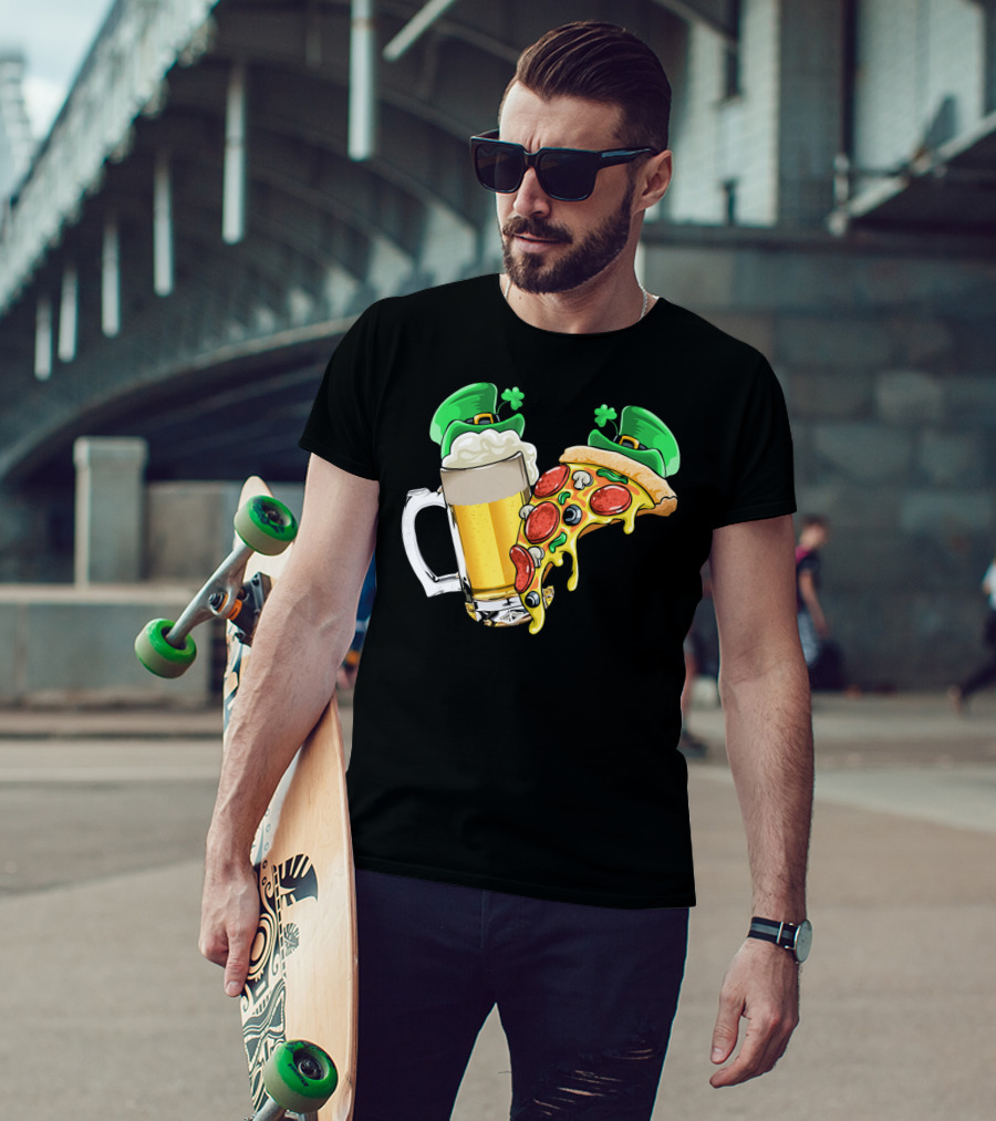Beer Pizza Leprechaun Hat St. Patrick's Day T-Shirt