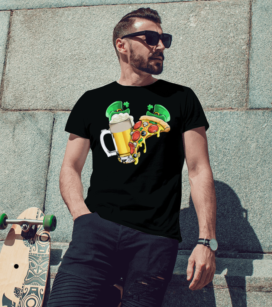 Beer Pizza Leprechaun Hat St. Patrick's Day T-Shirt
