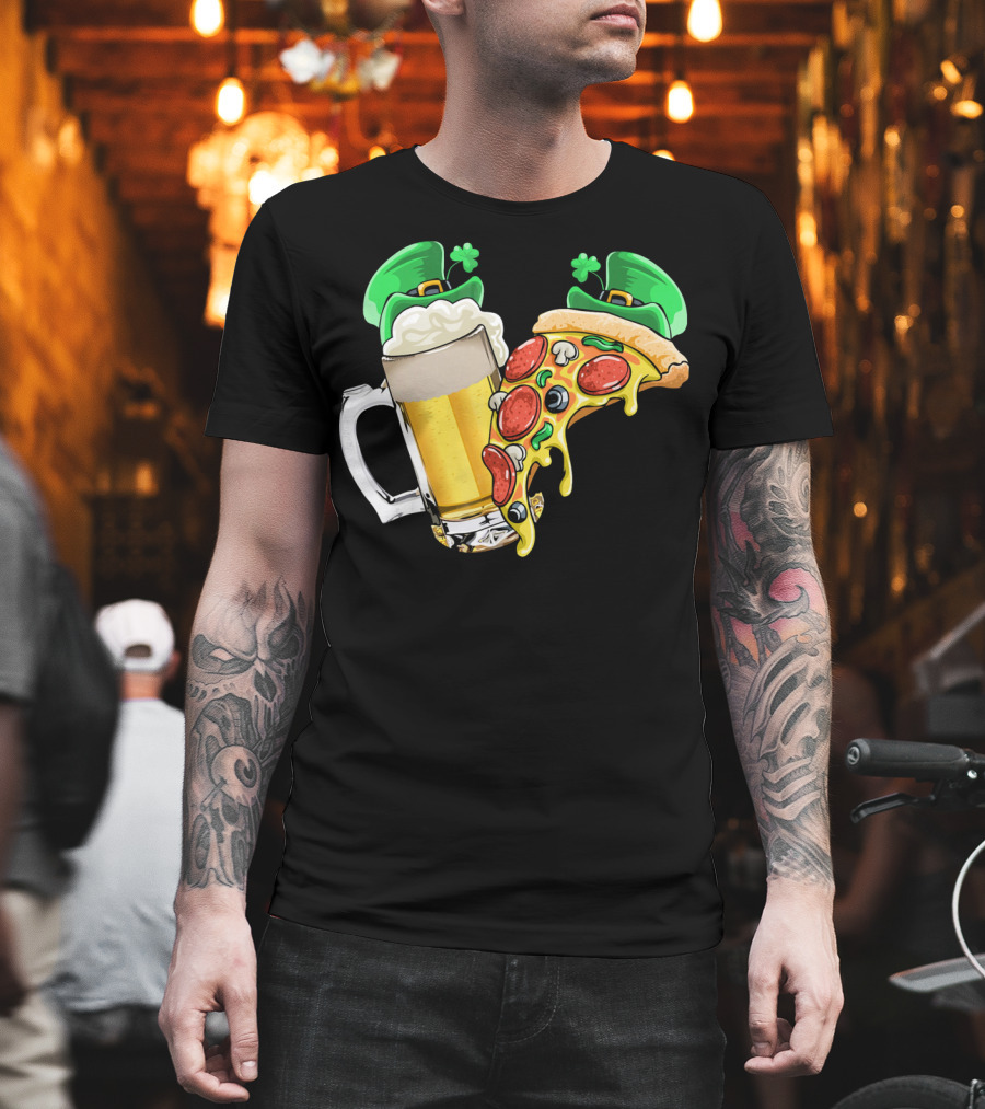 Beer Pizza Leprechaun Hat St. Patrick's Day T-Shirt