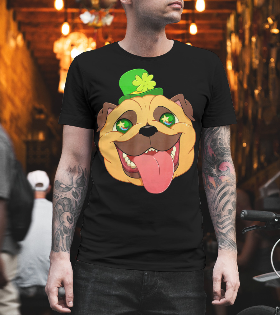 St Patricks Day Pug Leprechaun Irish Shamrock Hat T-Shirt