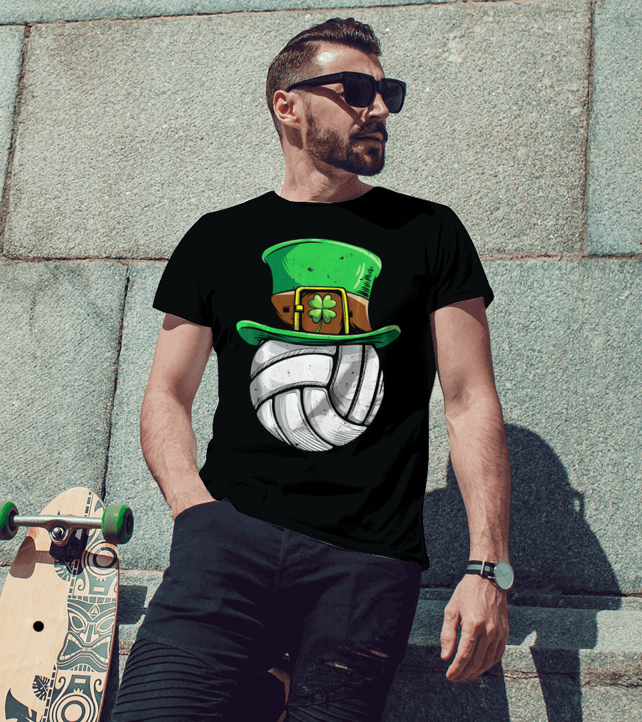 Volleyball Leprechaun Hat With Shamrock T-Shirt