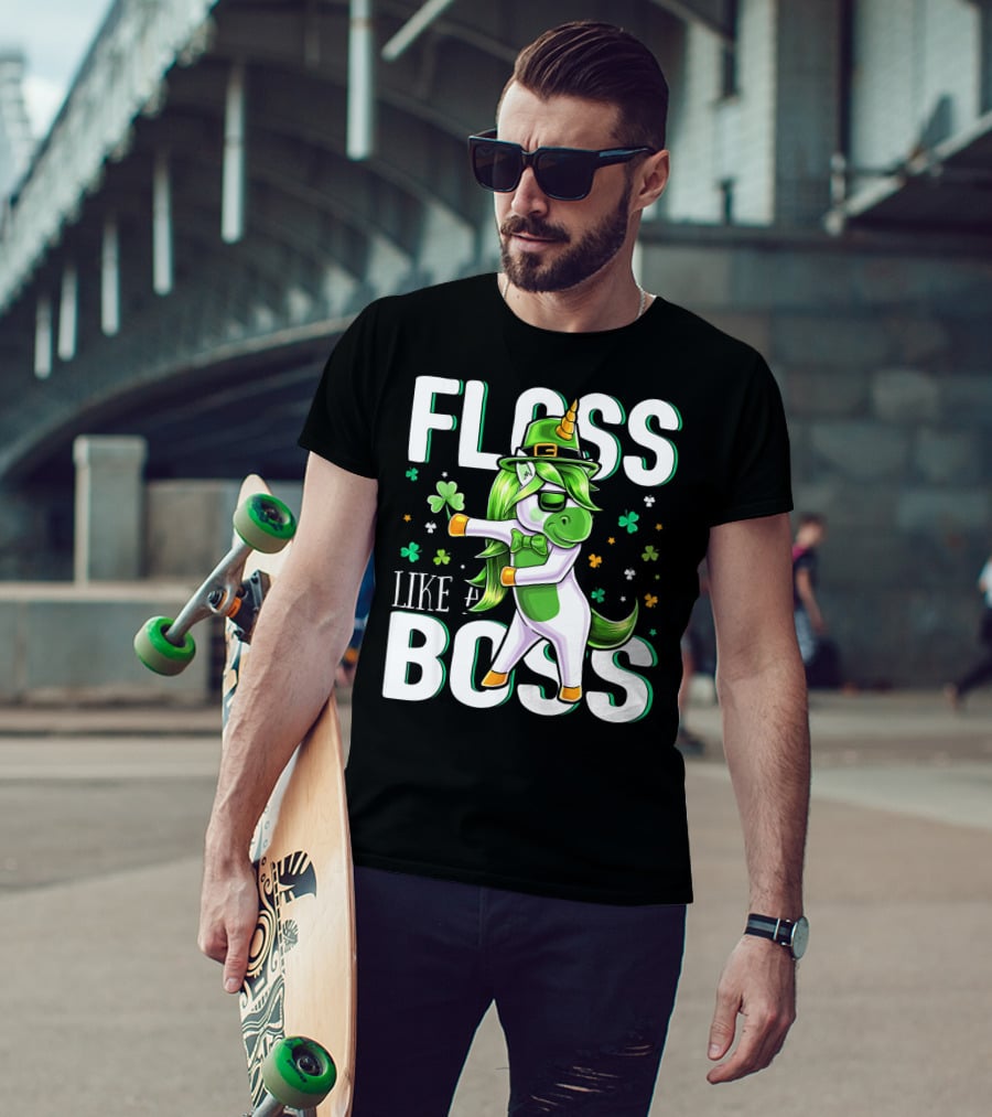 Floss Like A Boss St. Patricks Day Unicorn T-Shirt