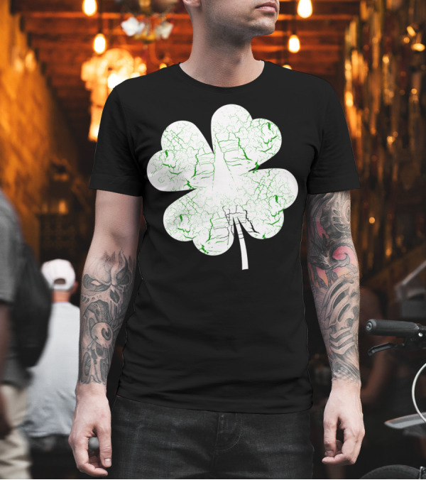Distressed Green Textured Four Leaf Clover Luck T-Shirt Distressed Green Textured Four Leaf Clover Luck T-Shirt