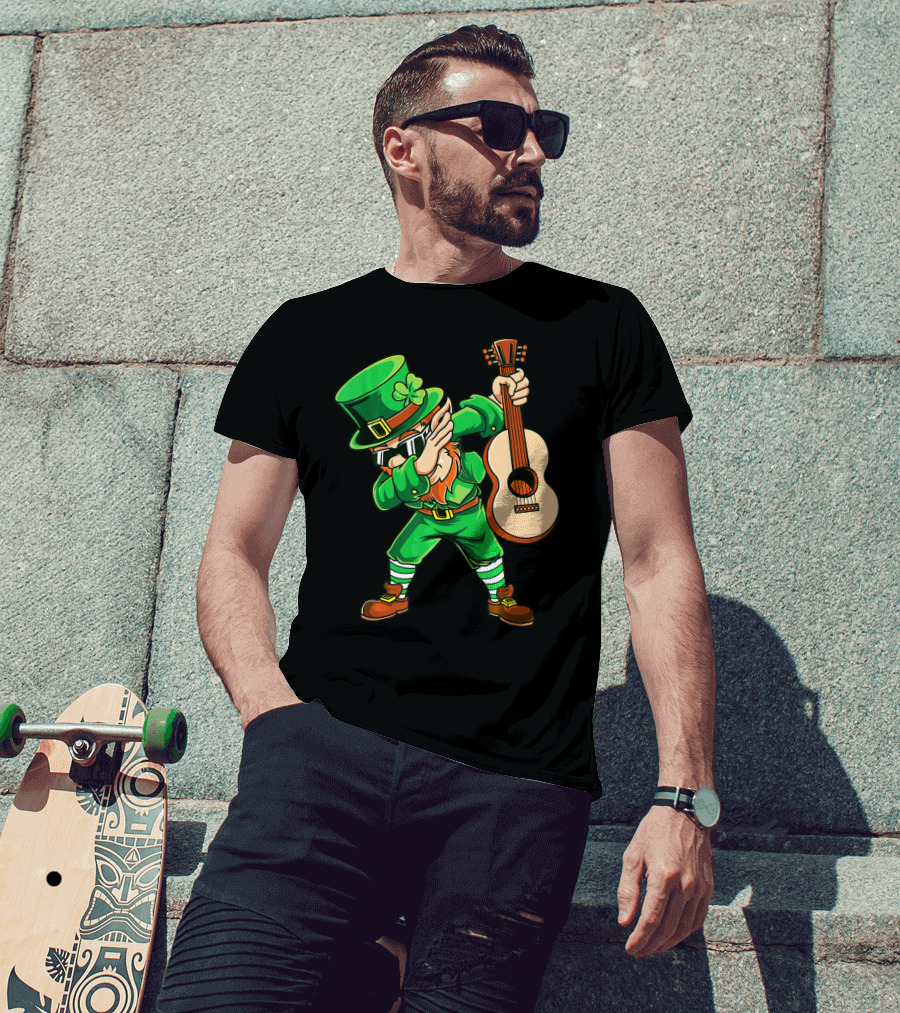 Dabbing Leprechaun With Guitar For St Patrick's Day T-Shirt