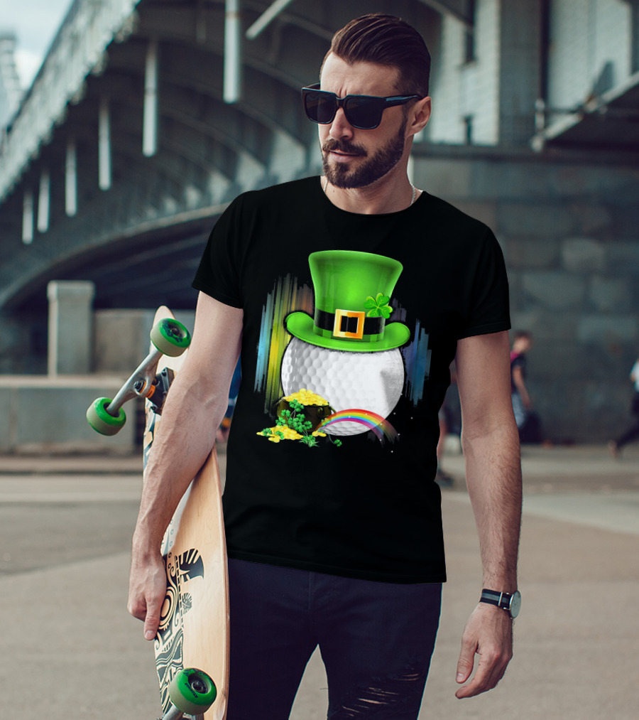 Golf Leprechaun Coin Rainbow Saint Patrick's Day T-Shirt