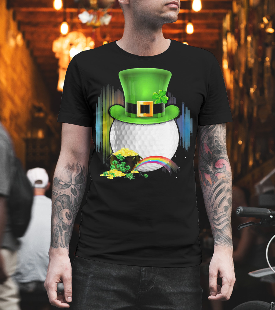 Golf Leprechaun Coin Rainbow Saint Patrick's Day T-Shirt