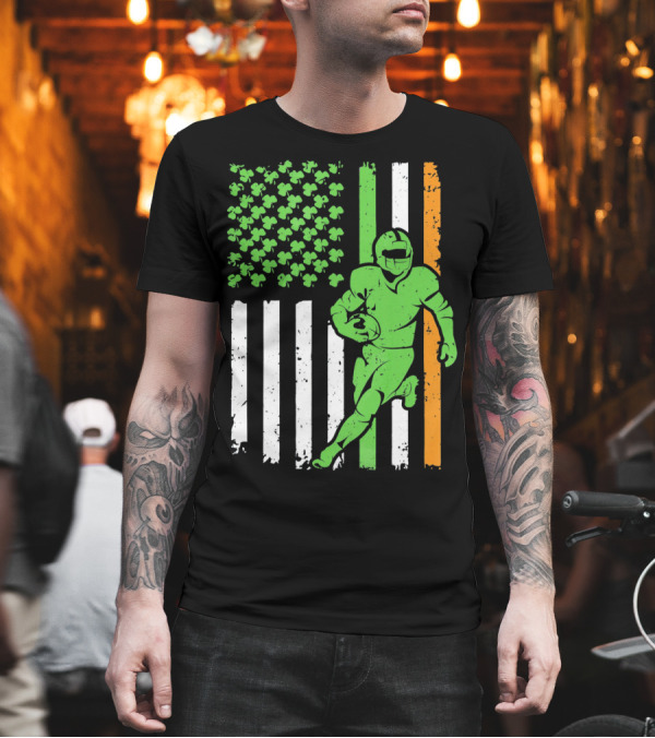 Irish American Football Flag St Patricks Day Shamrock Stripes T-Shirt Irish American Football Flag St Patricks Day Shamrock Stripes T-Shirt