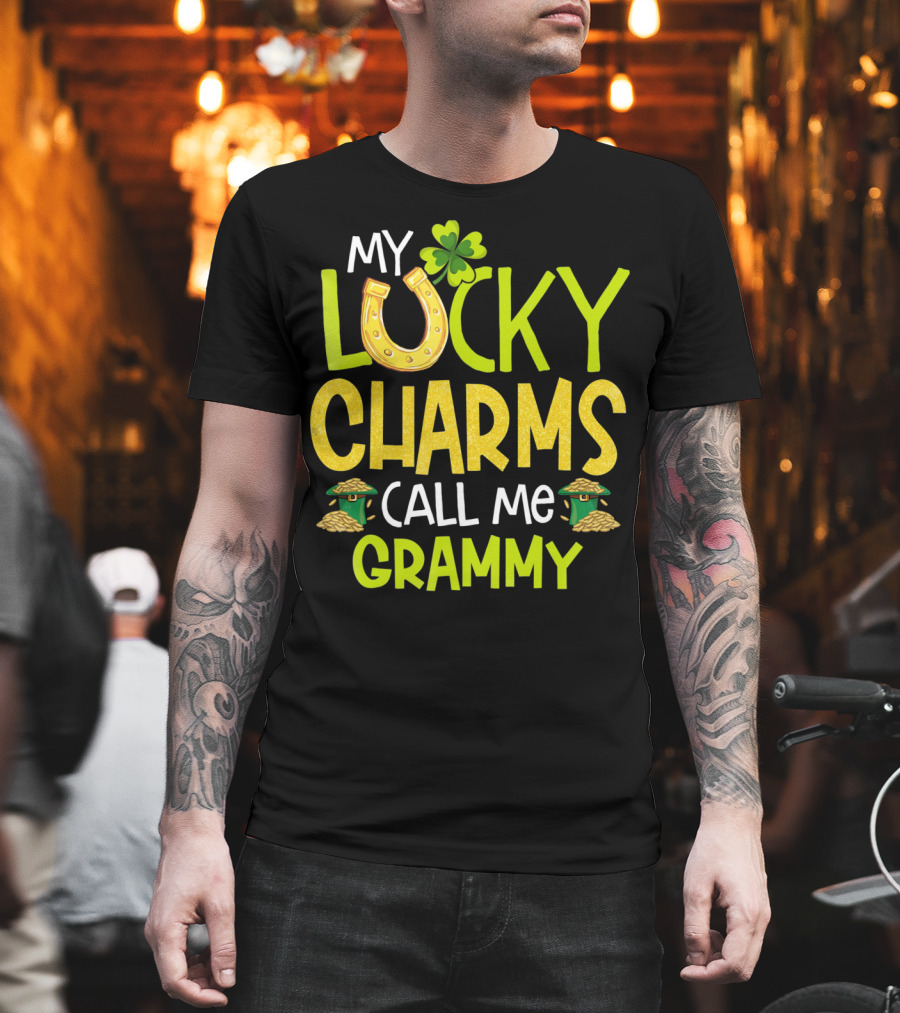 My Lucky Charms Call Me Grammy With Horseshoe Clover Gold Pots T-Shirt
