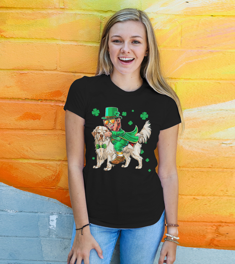 Leprechaun Clumber Spaniel Shamrock St. Patrick's Day T-Shirt