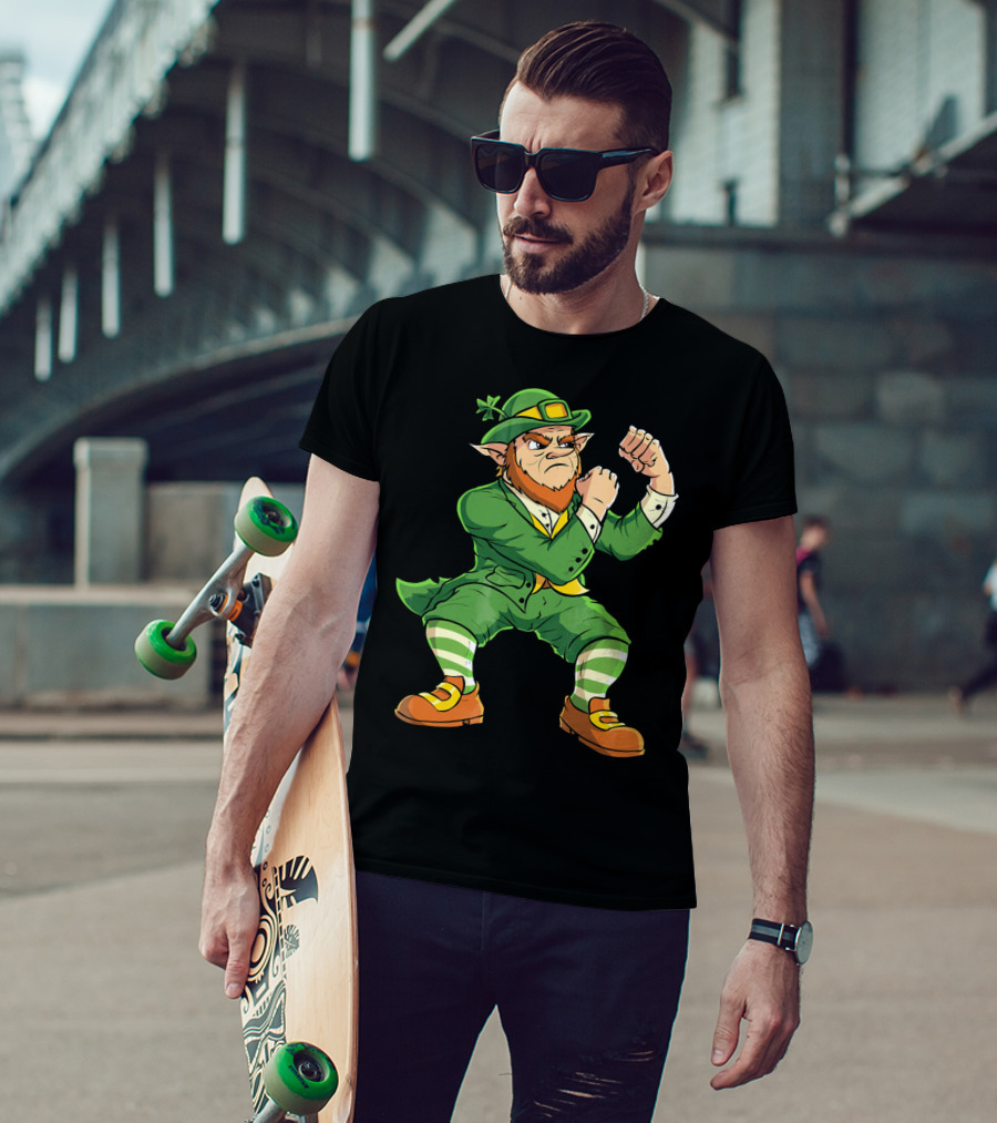 Angry Leprechaun Fist Fighting Saint Patrick's Day Iconic T-Shirt