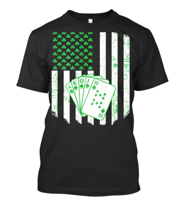 Irish Poker Flag With Shamrock And Playing Cards T-Shirt