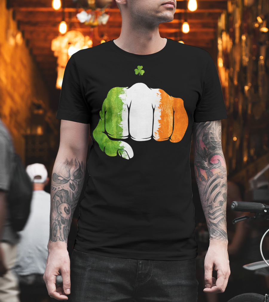 Irish Fighting Fist with Tricolor and Shamrock Mixed Martial Arts T-Shirt