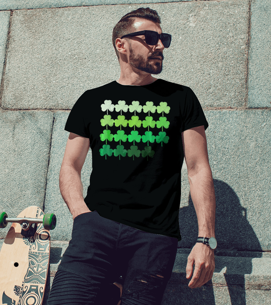 Shades Of Green Irish Shamrock Gradient T-Shirt