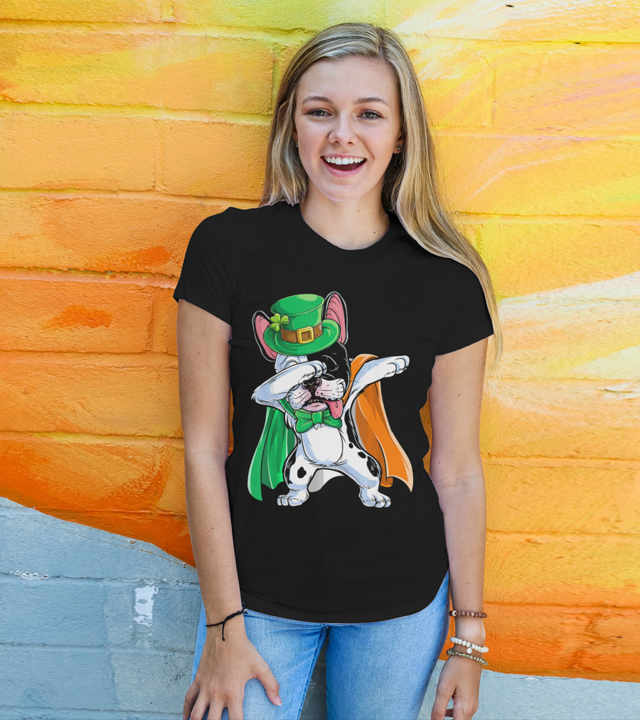 Dabbing French Bulldog St. Patrick's Day Leprechaun Costume T-Shirt
