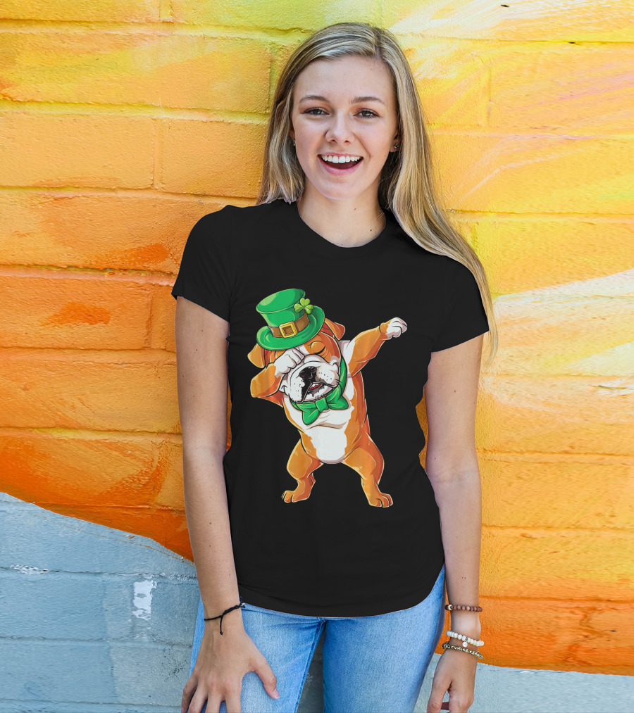 St. Patrick's Day Dabbing English Bulldog T-Shirt