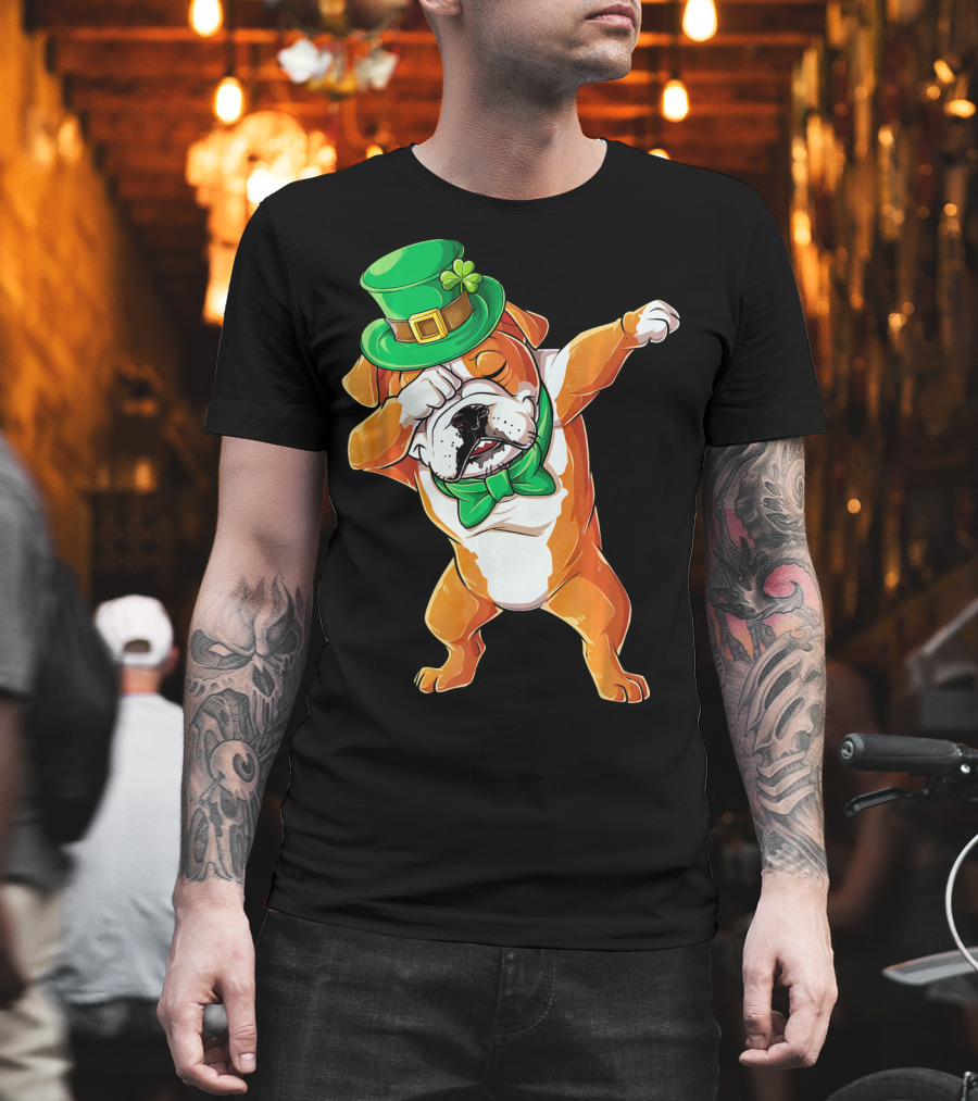 St. Patrick's Day Dabbing English Bulldog T-Shirt