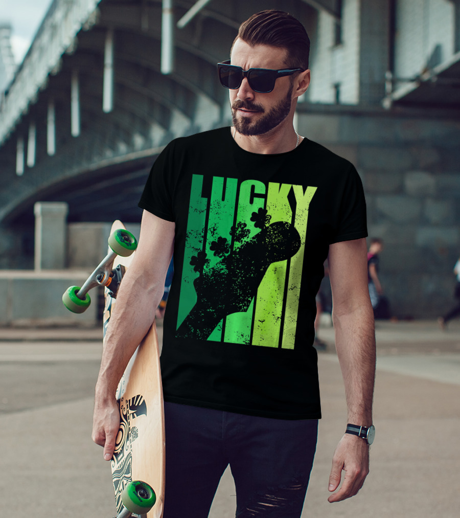 Lucky Irish Shamrock Guitar T-Shirt