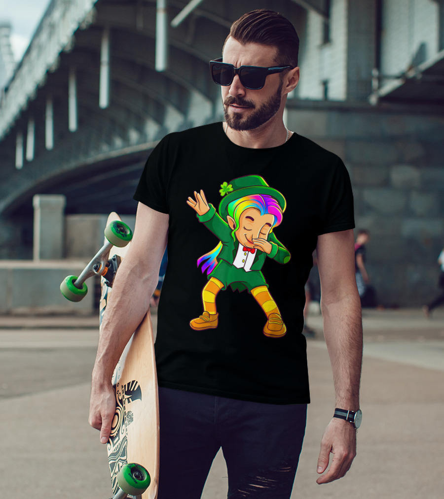 Dabbing Rainbow Leprechaun Girl St Patrick's Day T-Shirt