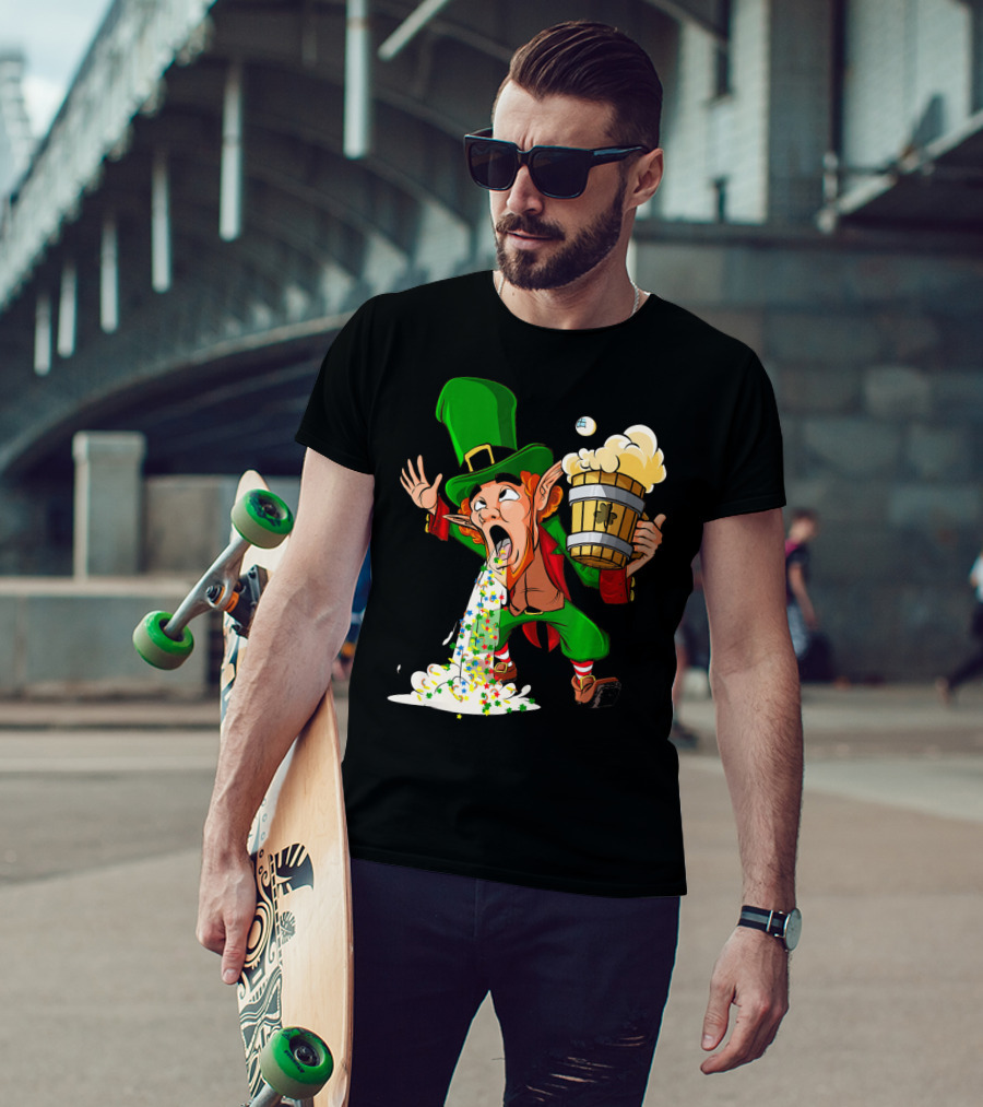 Funny Puking Leprechaun St Patrick's Day Beer T-Shirt
