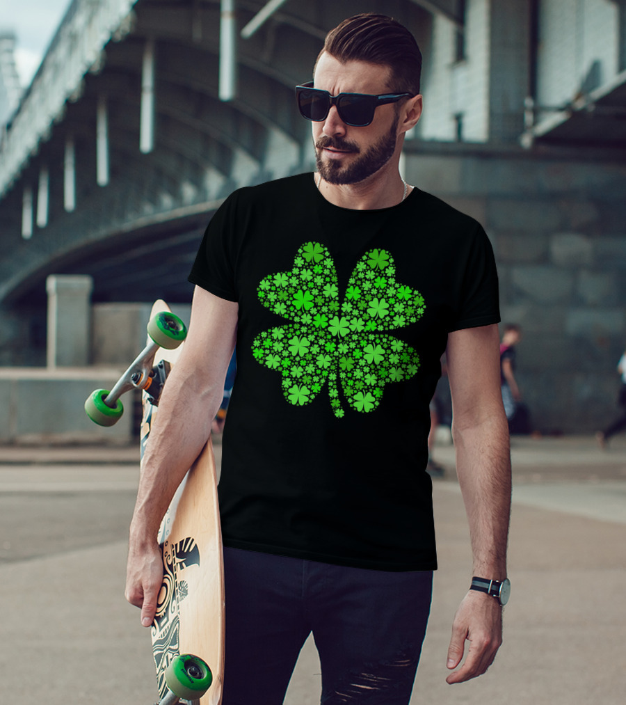 Lucky Four Leaf Clover St Pattys Day Shamrock Hoo T-Shirt