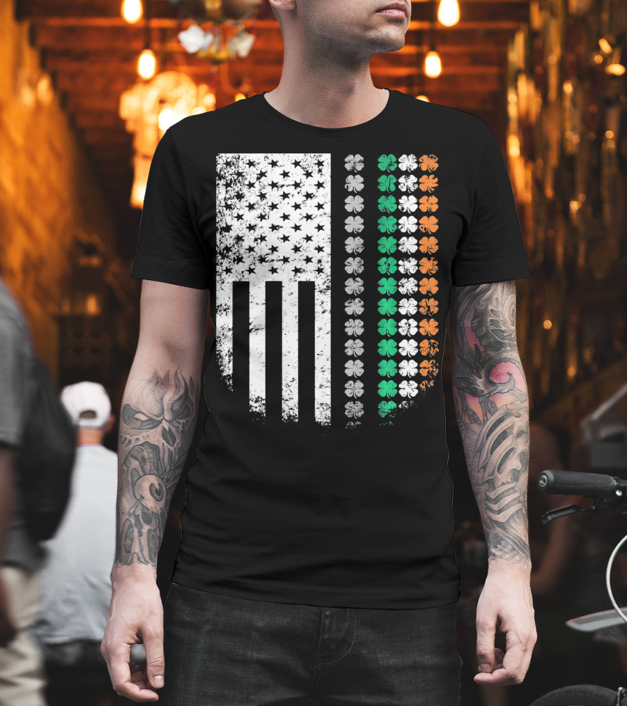 St Patricks Day Shamrock Flag Irish American T-Shirt