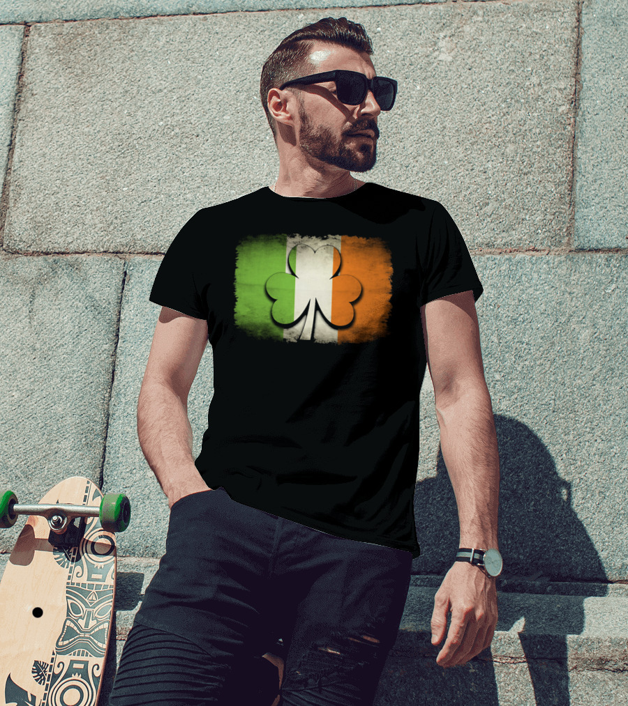 Irish Shamrock Flag Tricolor Emblem T-Shirt