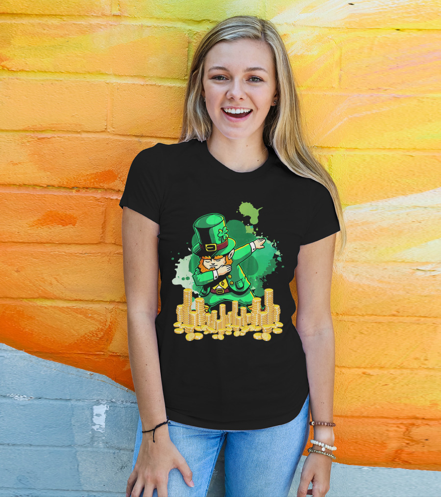 Dabbing Leprechaun And Gold Coins St. Patty's Day T-Shirt