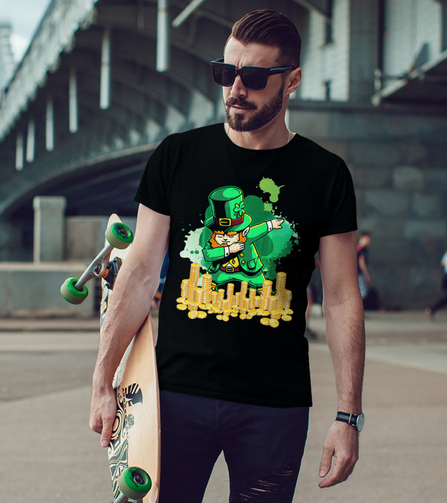 Dabbing Leprechaun And Gold Coins St. Patty's Day T-Shirt