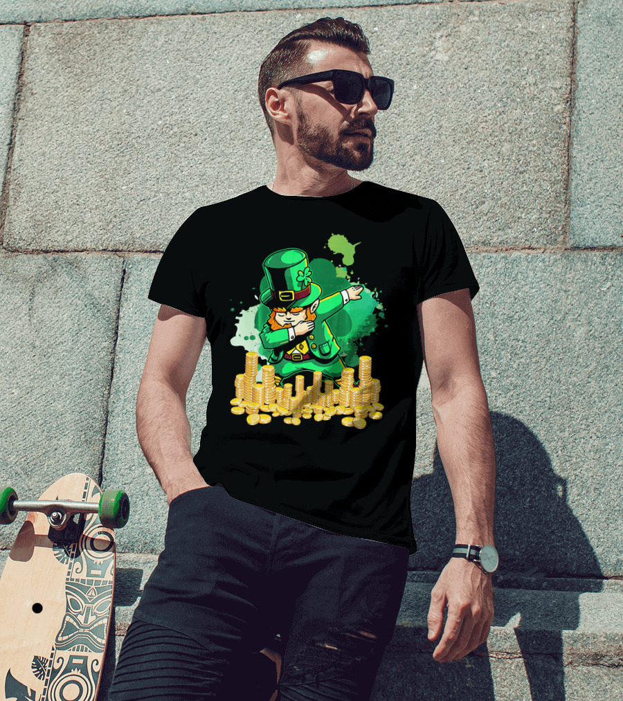 Dabbing Leprechaun And Gold Coins St. Patty's Day T-Shirt