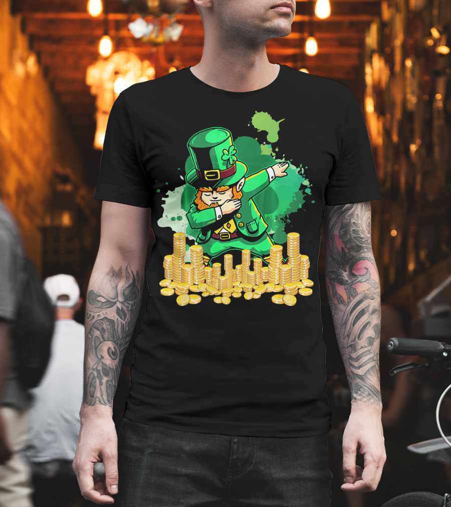 Dabbing Leprechaun and Gold Coins St. Patty's Day T-Shirt