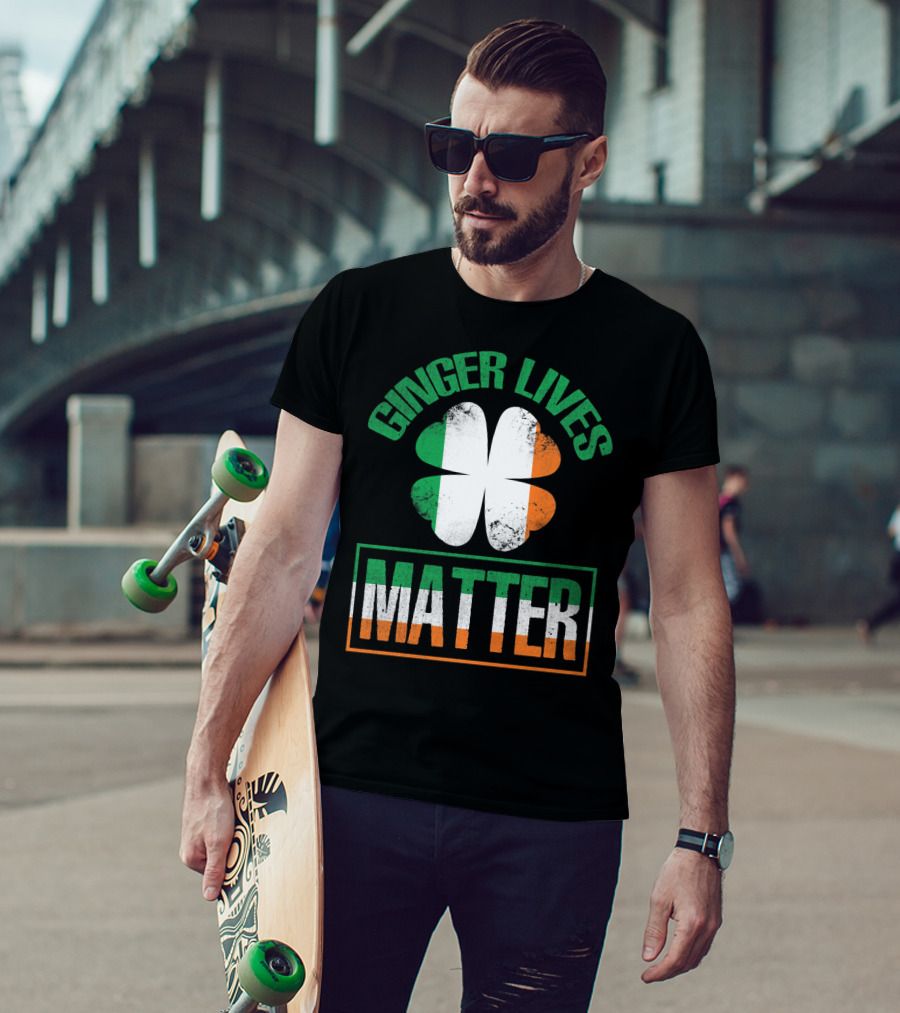 Ginger Lives Matter Irish Flag Shamrock T-Shirt