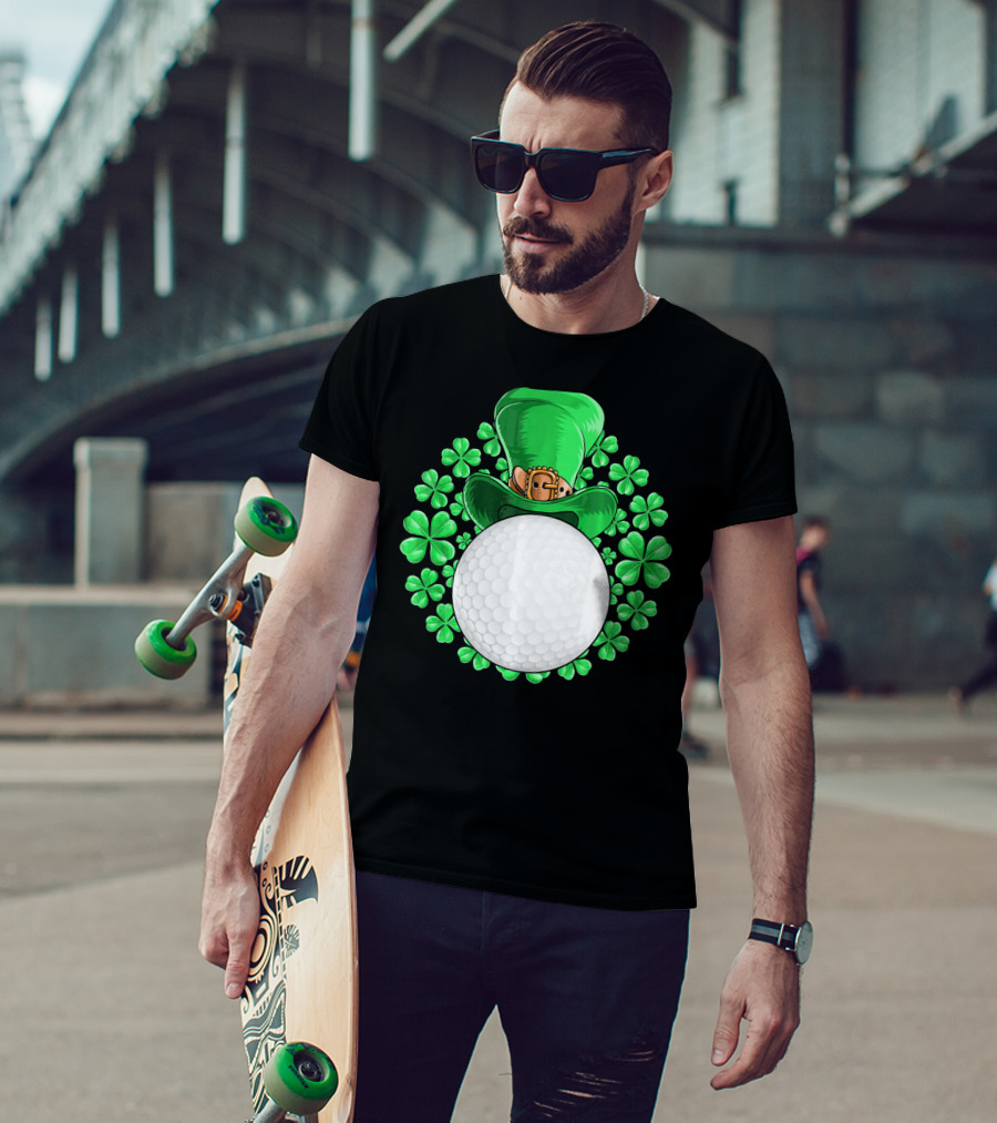 St Patricks Day Golfing Shamrock Hat Golf Ball T-Shirt