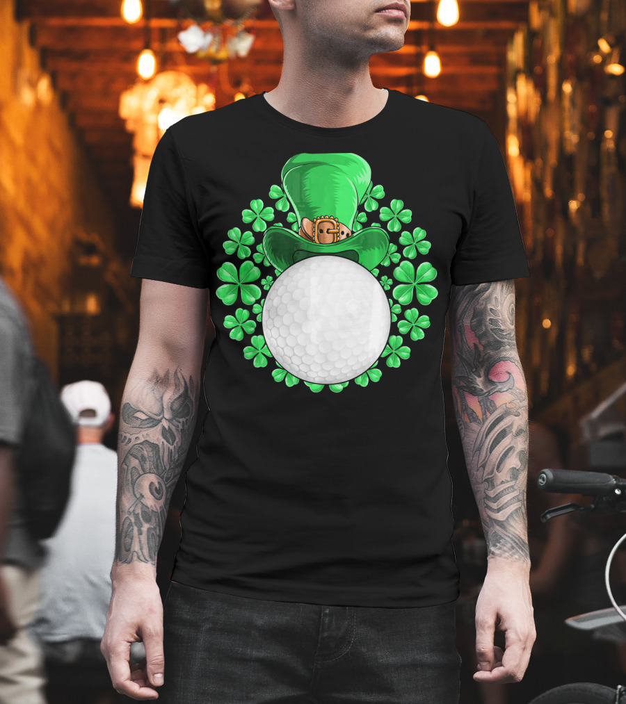 St Patricks Day Golfing Shamrock Hat Golf Ball T-Shirt