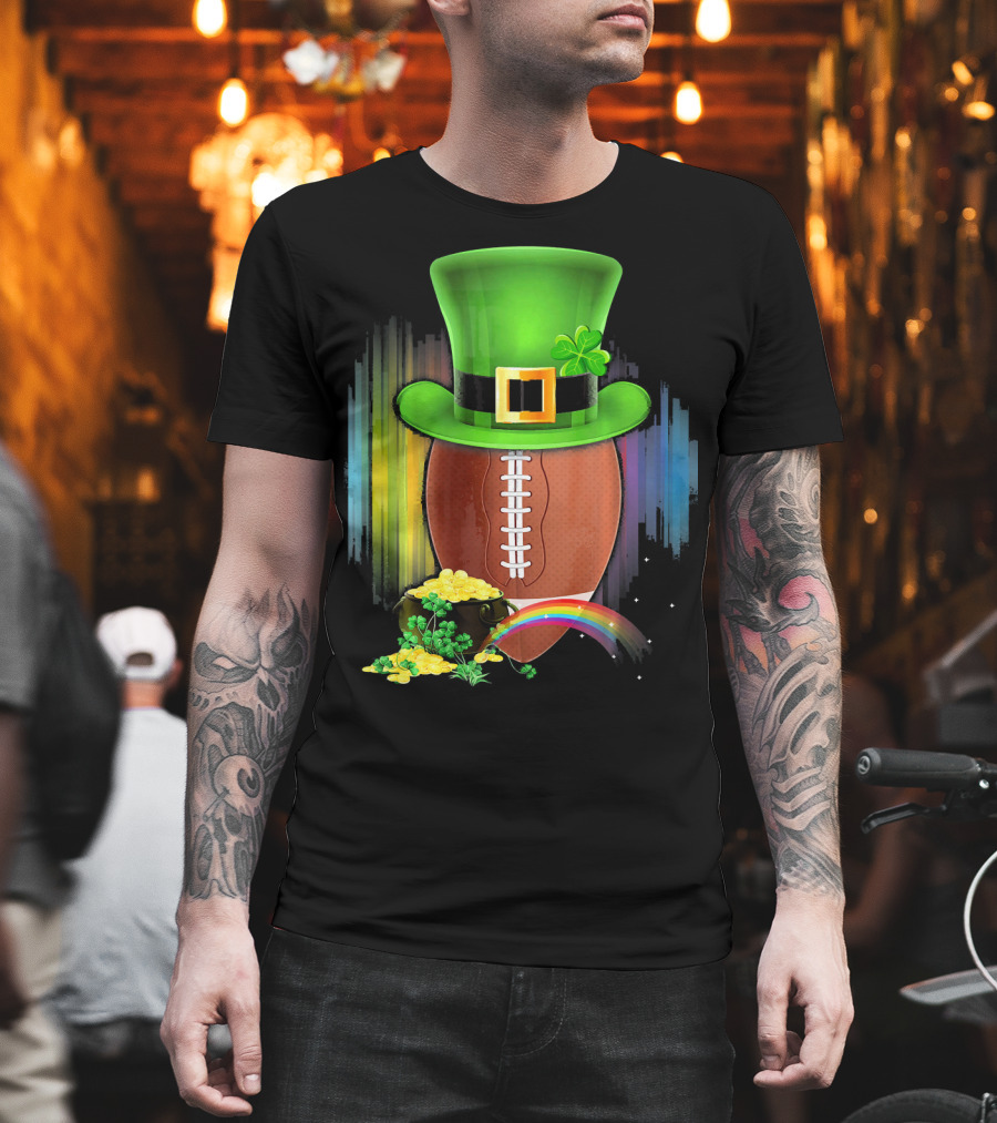 Saint Patricks Day Rugby Leprechaun Coin Rainbow T-Shirt