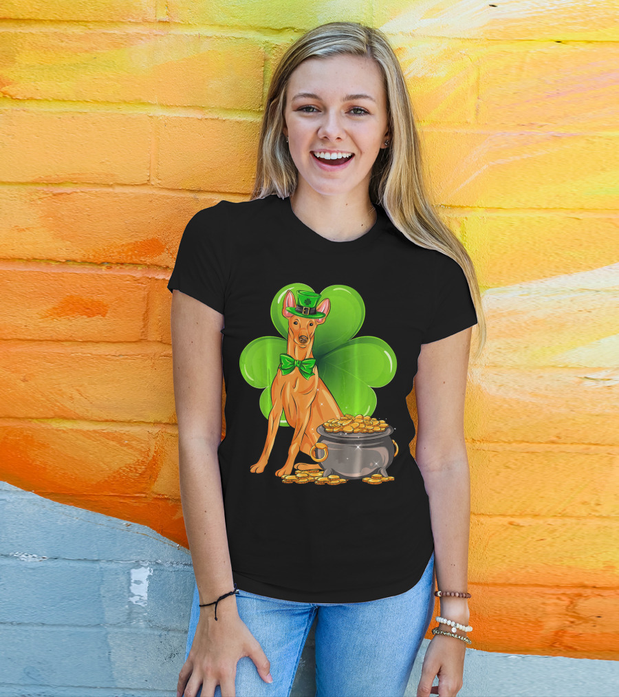 Pharaoh Hound St Patricks Day Leprechaun Clover Pot Of Gold T-Shirt