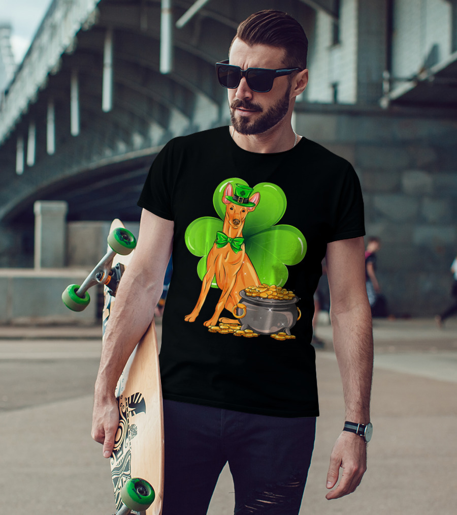 Pharaoh Hound St Patricks Day Leprechaun Clover Pot Of Gold T-Shirt
