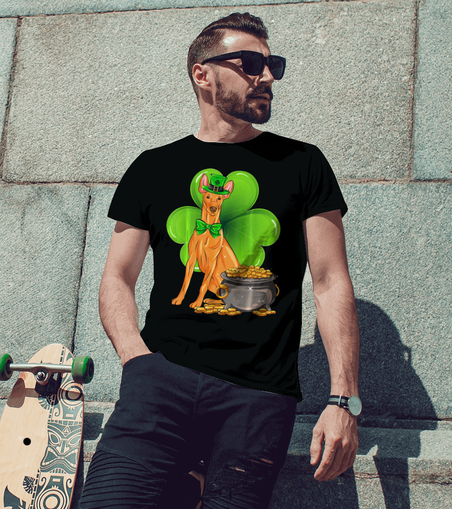 Pharaoh Hound St Patricks Day Leprechaun Clover Pot Of Gold T-Shirt