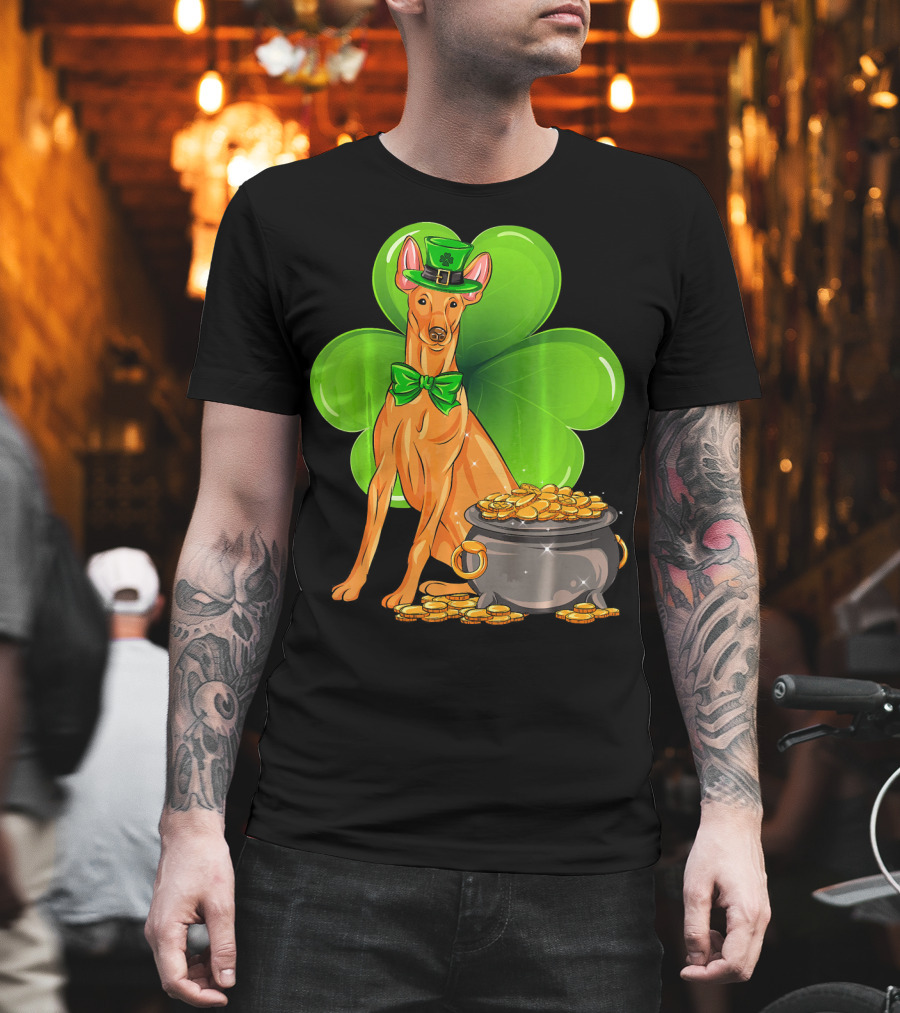 Pharaoh Hound St Patricks Day Leprechaun Clover Pot Of Gold T-Shirt