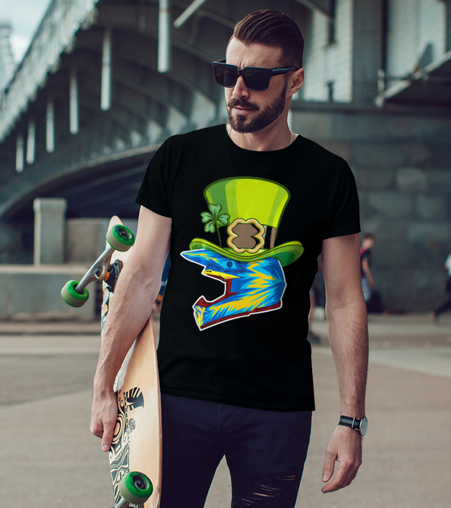Motocross Leprechaun Shamrock Helmet T-Shirt