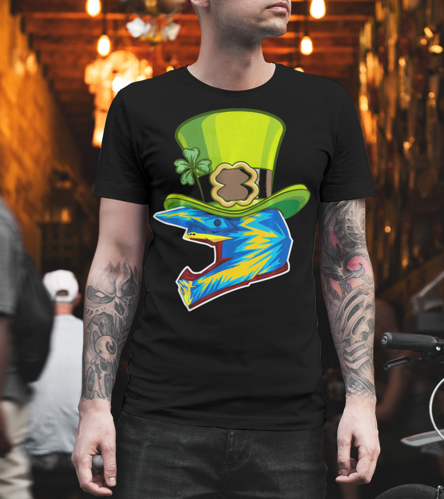 Motocross Leprechaun Shamrock Helmet T-Shirt