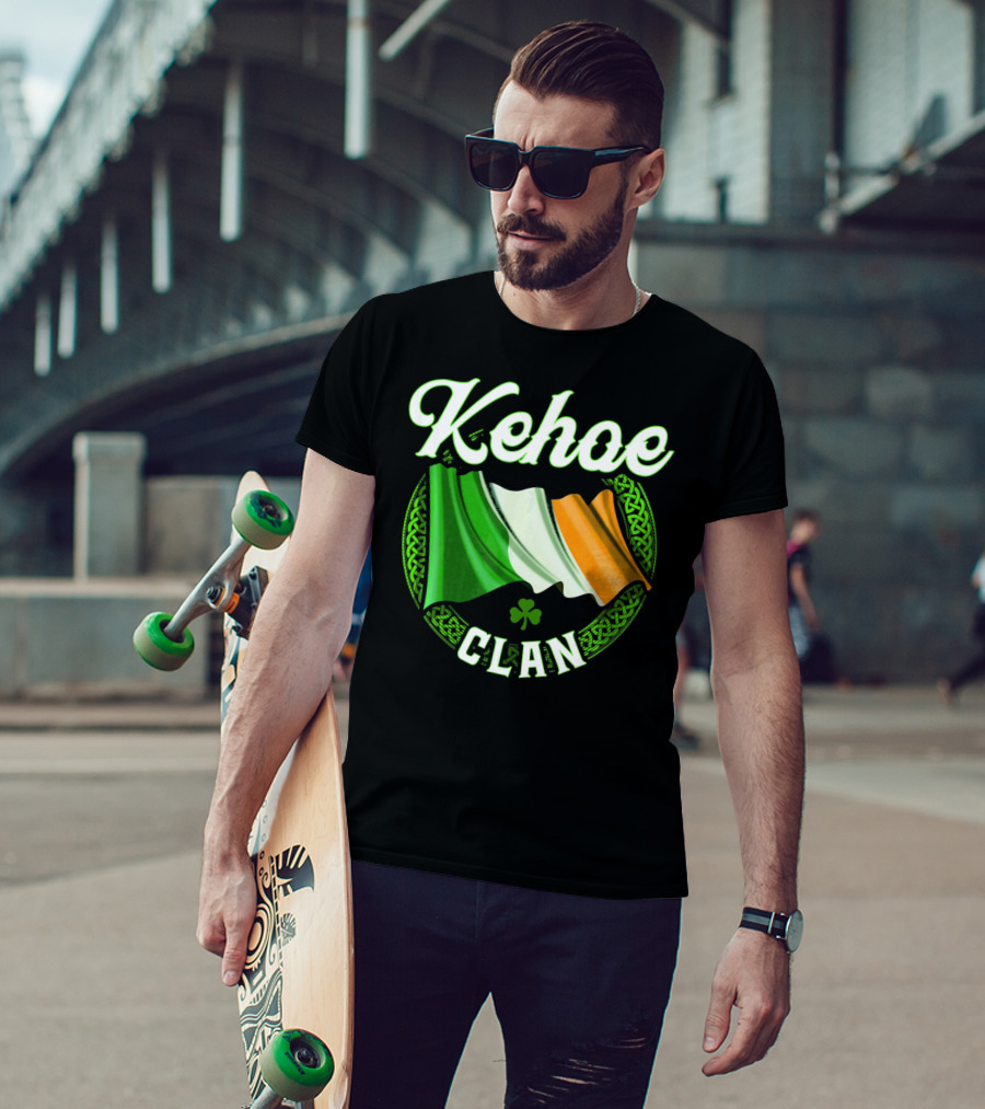 Kehoe Clan Irish Last Name Ireland Flag Shamrock T-Shirt