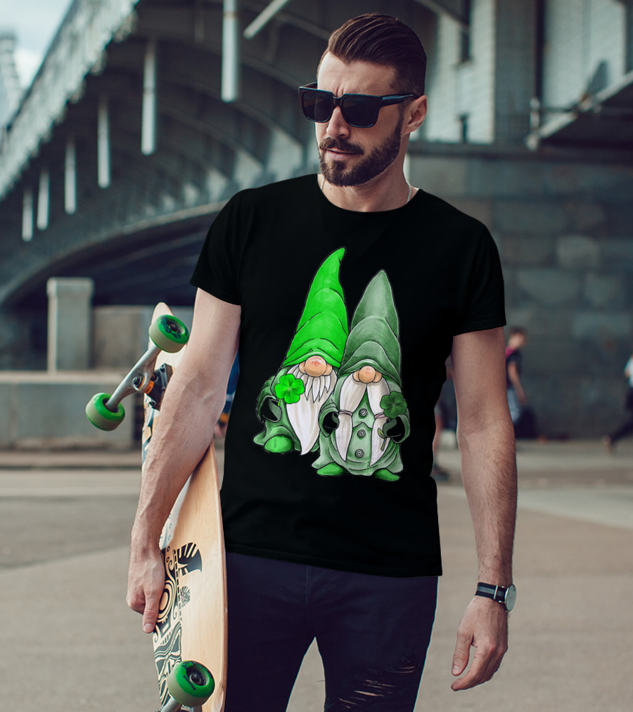 Green Gnomes Tomte Leprechaun Shamrock St. Patrick's Day Duo T-Shirt