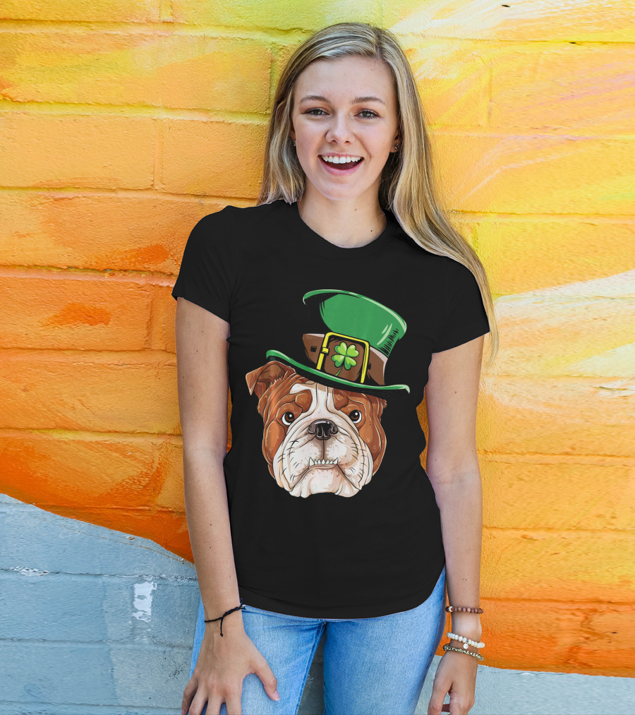English Bulldog St. Patrick's Day Hat T-Shirt