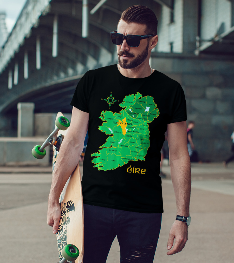 Roscommon Ireland Irish County Map Éire T-Shirt