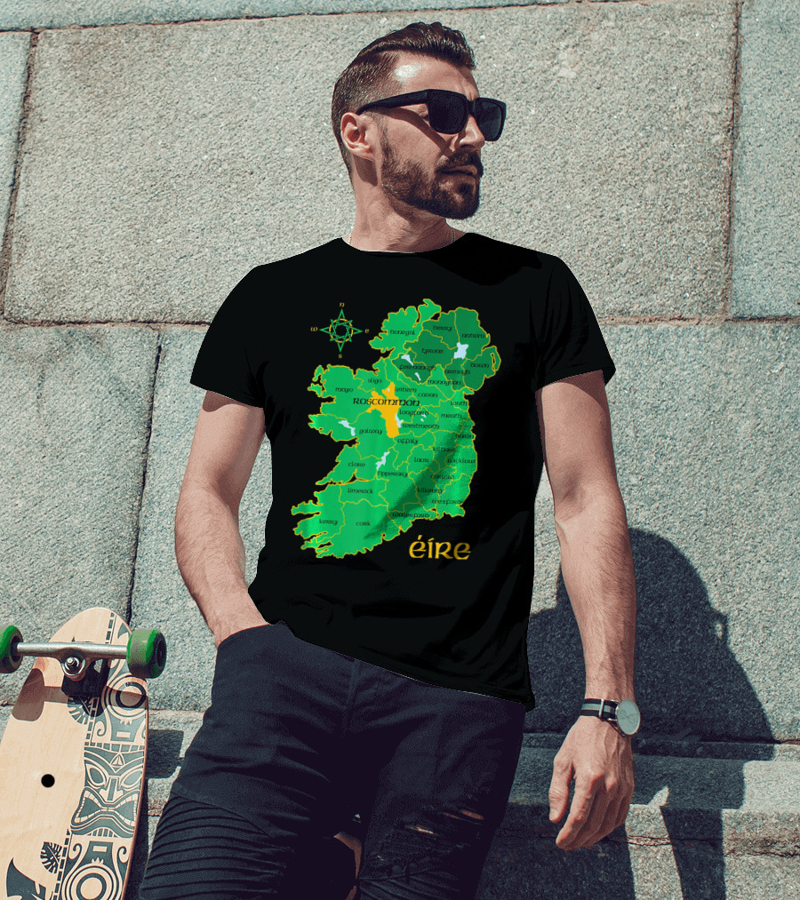 Roscommon Ireland Irish County Map Éire T-Shirt