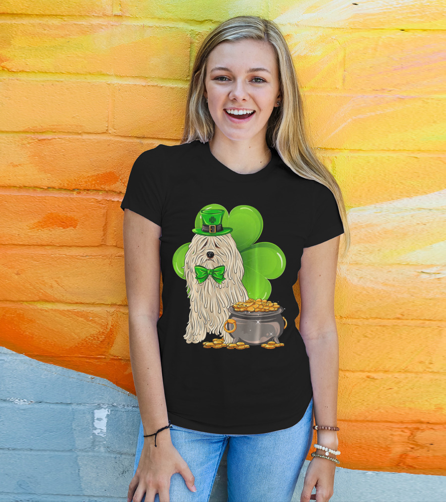Puli Dog St Patricks Day Leprechaun With Pot Of Gold And Shamrock T-Shirt