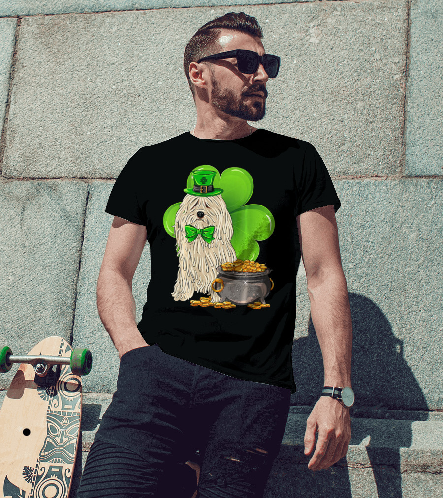 Puli Dog St Patricks Day Leprechaun With Pot Of Gold And Shamrock T-Shirt