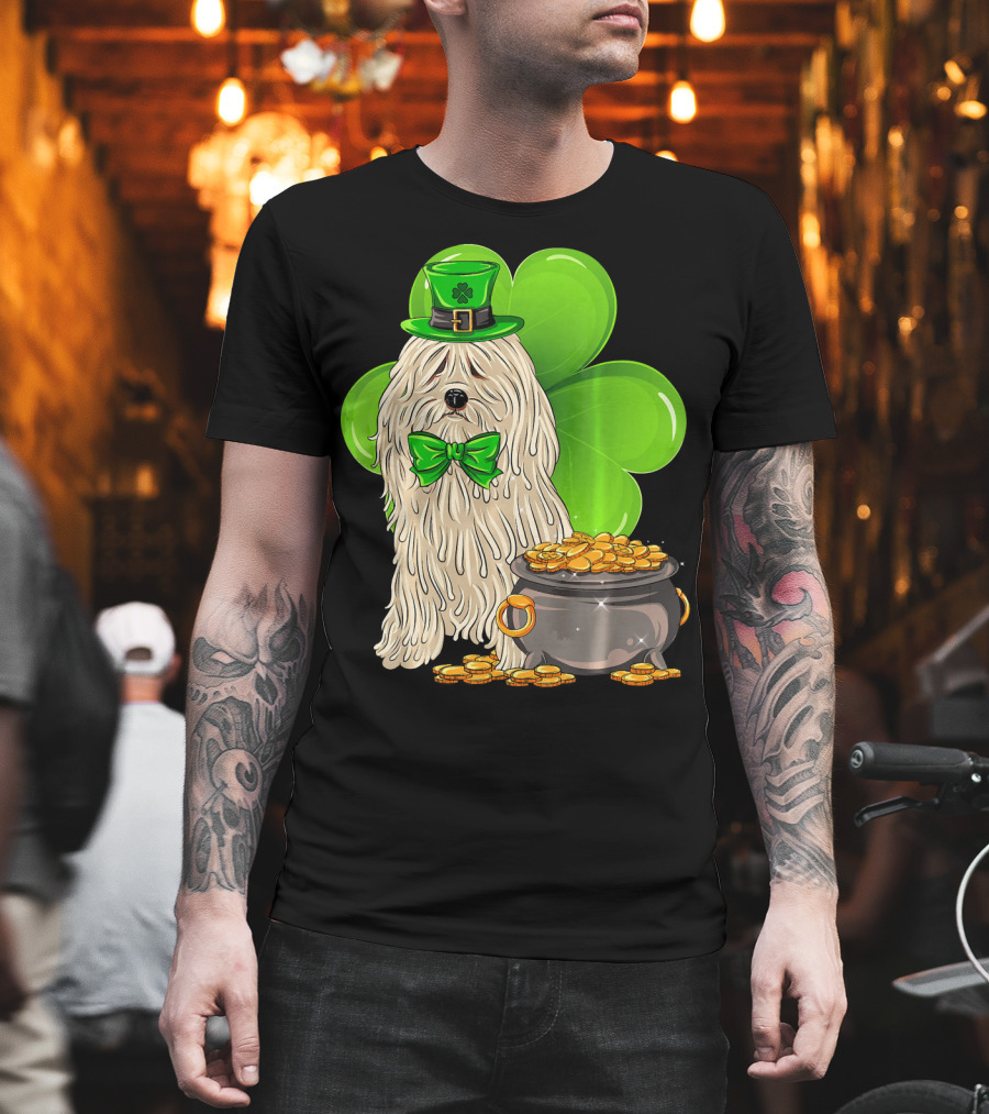 Puli Dog St Patricks Day Leprechaun with Pot of Gold and Shamrock T-Shirt